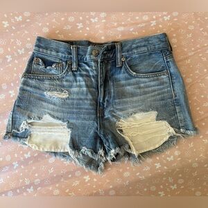 Distressed Light Blue Denim Cutoff Shorts